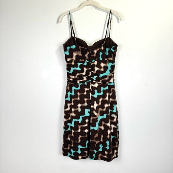 BISOU BISOU 90s Y2K Brown Blue Cheetah Print Dress Size 10 Funky Retro Vintage - Picture 6 of 10